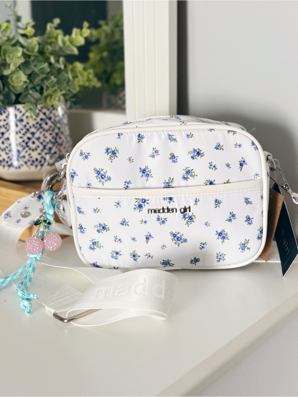 Madden Girl Floral Camera Bag NWT Cherry Charms Crossbody Purse